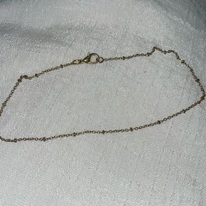 Vintage ANKLET  gold tone handcrafted 8 1/2” tiny delicate ball bead chain